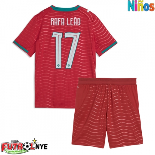 Camiseta Portugal Rafael Leao #17 Primera Equipación para niños Mundial 2026 manga corta (+ pantalones cortos)